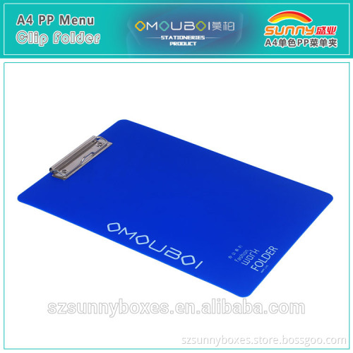 Eco-friendly Hard Plastic Menu/Bill Clip Board Folder A4 Size